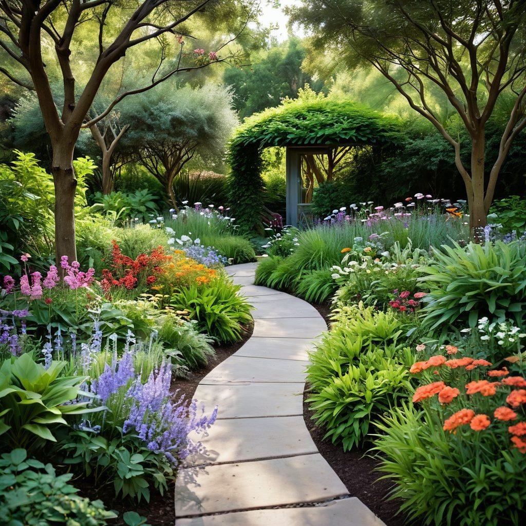 A serene journey through a lush garden symbolizing healing, featuring diverse individuals collaborating and supporting each other along winding pathways. Incorporate elements of wellness such as blooming flowers, gentle sunlight filtering through trees, and subtle symbols of medical care like a stethoscope and prescription pad artistically intertwined within the foliage. Emphasize feelings of hope, growth, and community. vibrant colors. soft focus.